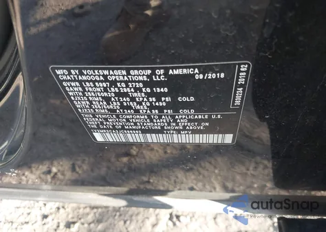 2018 Volkswagen Atlas 3.6L V6 Sel из США, поврежденный, VIN 1V2MR2CA2JC596962